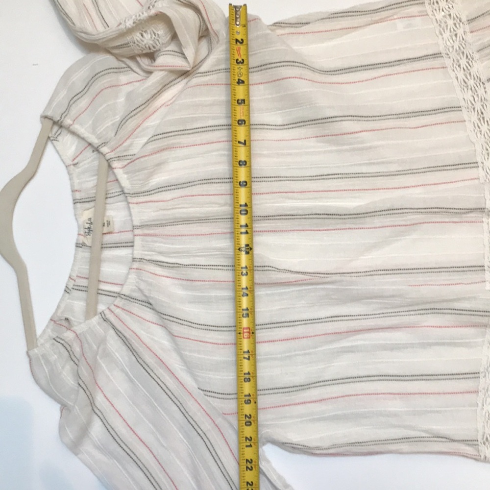 striped blouse-Style &Co Cotton with crochet lace - Picture 9 of 10